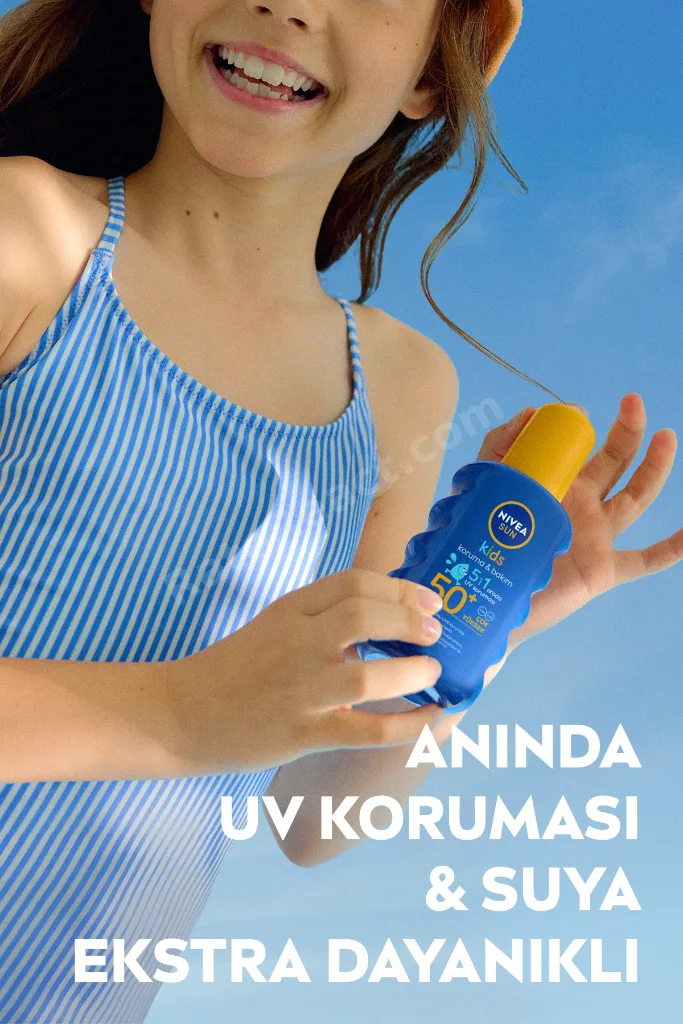 SUN SPF50 Yetişkin ve Çocuklar İçin Güneş Koruyucu Vücut Spreyi Seti 200ml+200ml, Çanta Hediyeli