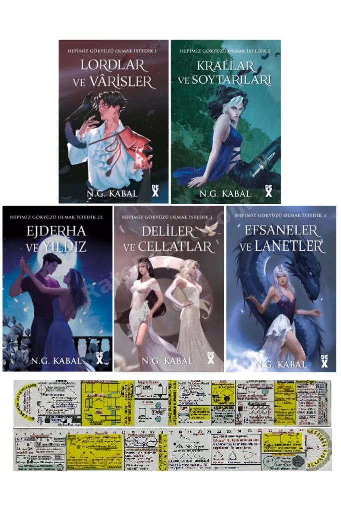 Hepimiz Gökyüzü Olmak İstedik 5 Kitap Set N. G. Kabal - Efsaneler ve Lanetler (Ciltli) + Mat. Cetvel
