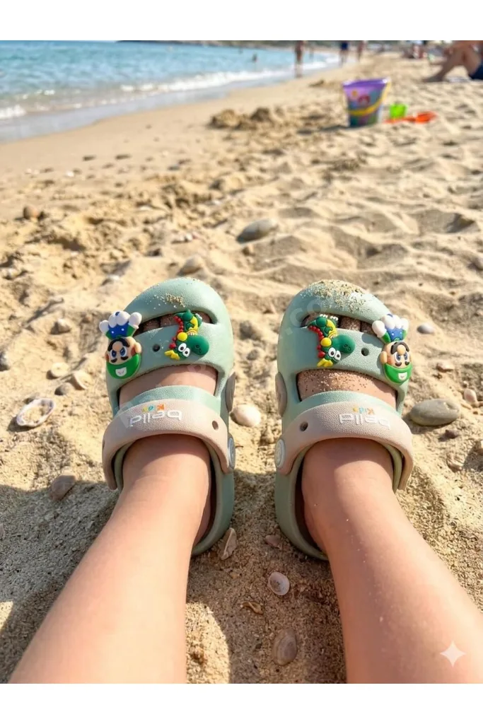 Erkek Bebek Sandalet Terlik Ultra Yumuşak Esnek Kaymaz Taban Figürlü Yazlık Model
