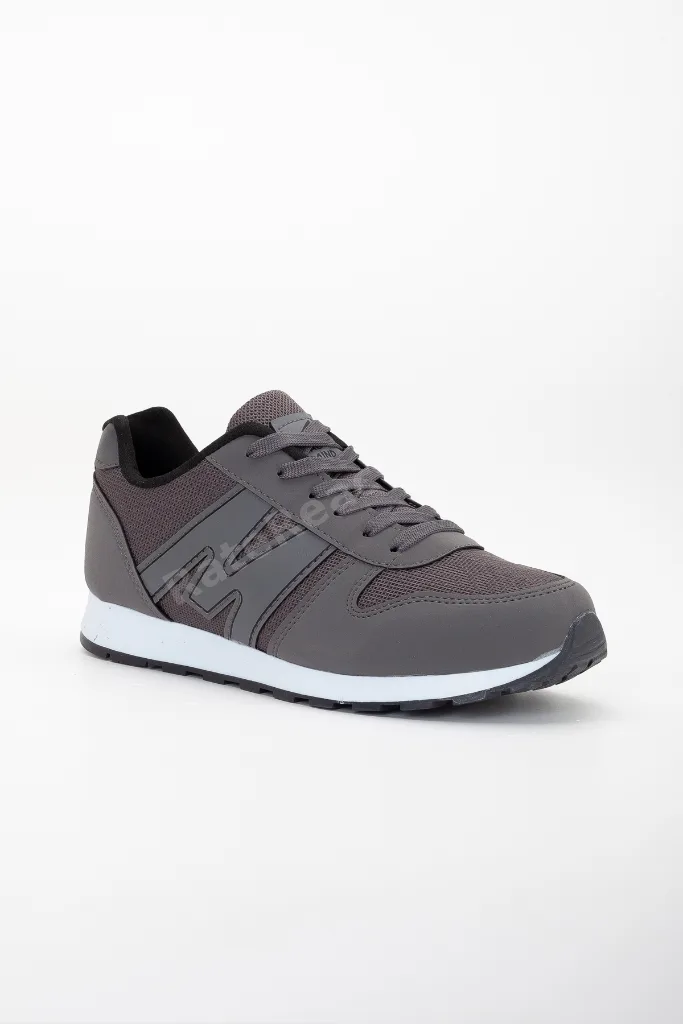 Erkek Füme Siyah Bağcıklı Günlük Konforlu Rahat Hafif Yumuşak Taban Fileli Sneaker Spor Ayakkabı