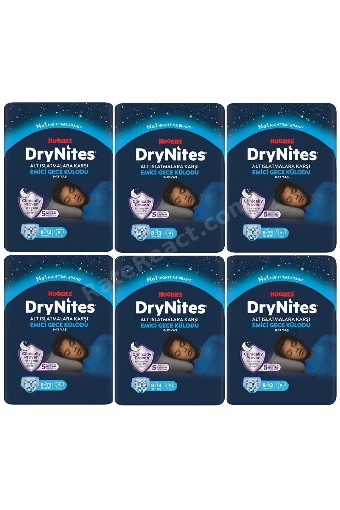 DRYNİTES EMİCİ GECE KÜLOT BEZ ERKEK 8-13 YAŞ 9 LU 6 PAKET