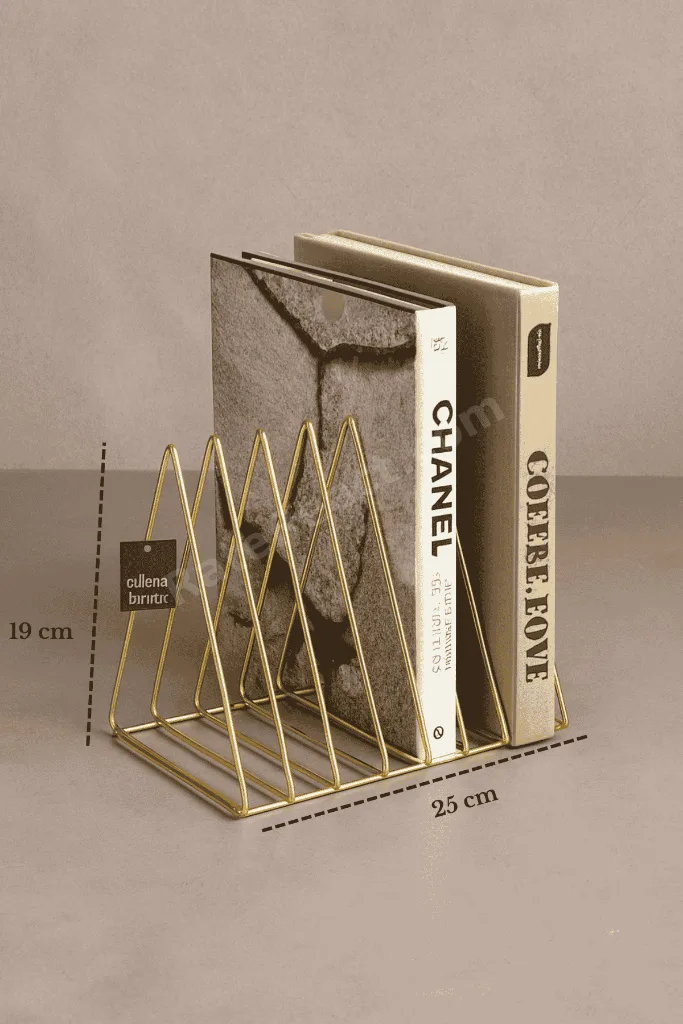 Mat Gold Masa Üstü Kitap Düzenleyici Ofis Salon Organizer