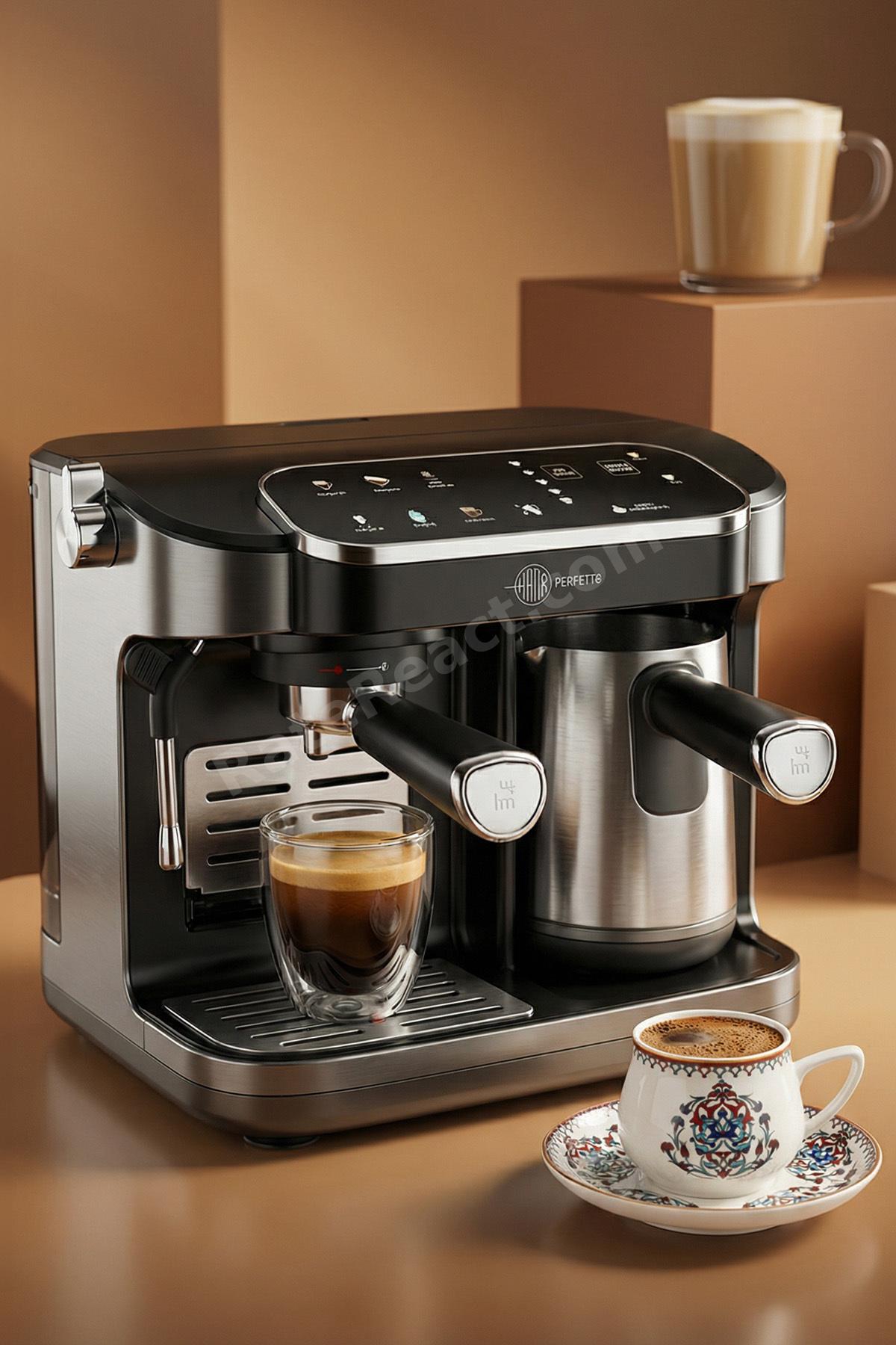 Hatır Perfetto Dijital ve Dokunmatik Ekranlı Çelik Cezveli Espresso ve Türk Kahve Makinesi