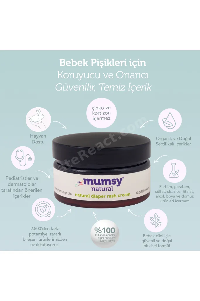 Doğal Pişik Kremi 100 ml, 22 Bitki ve 3 Vitaminle Zenginleştirilmiş Organik, Koruyucu ve Onarıcı