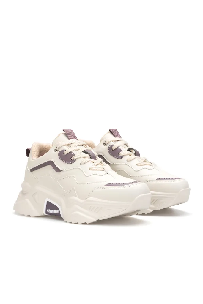 DS.PMD239K2110 Bej Mor Kadın Sneaker Günlük Spor Ayakkabı