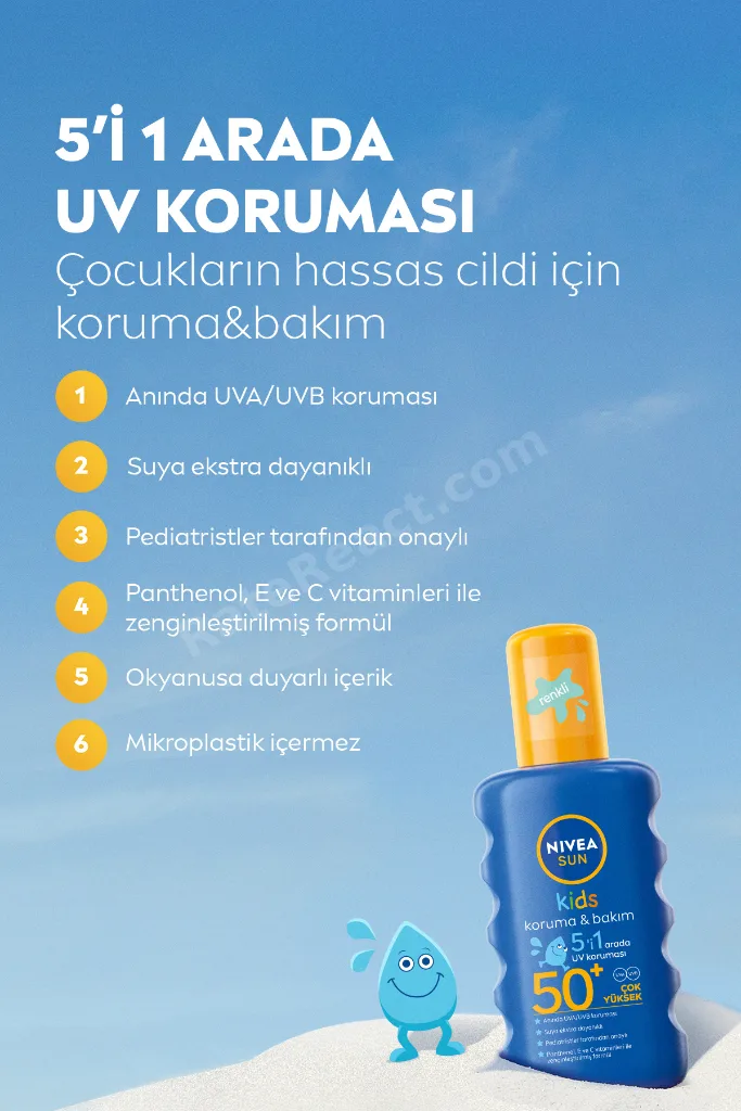 SUN SPF50 Yetişkin ve Çocuklar İçin Güneş Koruyucu Vücut Spreyi Seti 200ml+200ml, Çanta Hediyeli