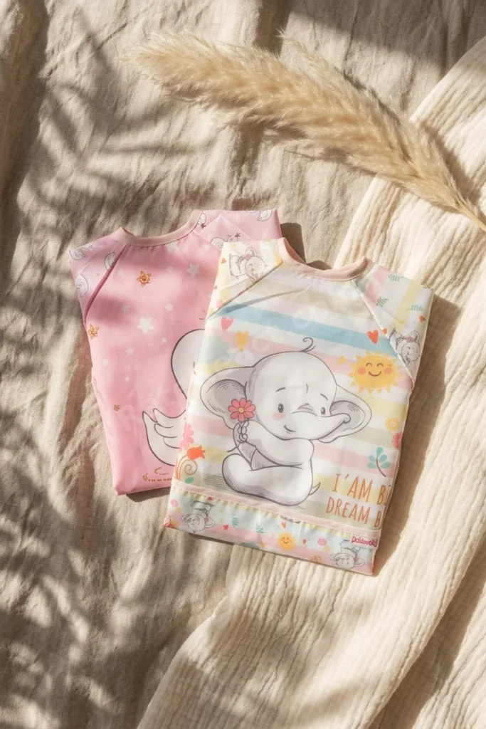 2'li Paket Sıvı Geçirmez Uzun Kollu Mama Önlüğü 6-24 Ay - Blw Uyumlu Leke Tutmaz Kırıntı Cepli Bebek