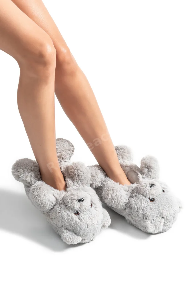 Teddy Kadın,Garson Boy Hayvanlı Panduf Gri 36/41