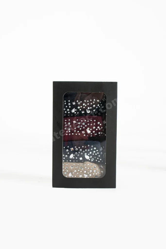 Kadın Taşlı Çorap – 4’lü Premium Kutulu Set |