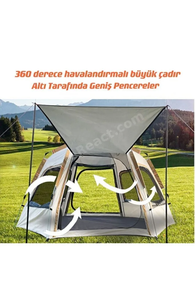 6 Kişilik Otomatik Tenteli Kamp Çadırı Sineklikli Çift Kapı ALTIGEN Kolay Kurulum Çadır 280x240x155