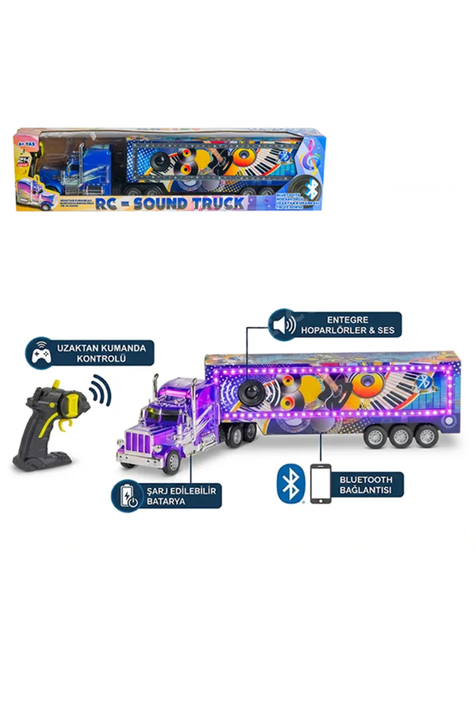 Full Fonksiyon Şarj Edilebilir Işıklı Müzikli Bluetooth'lu RC Sound Truck Uzaktan Kumandalı Tır
