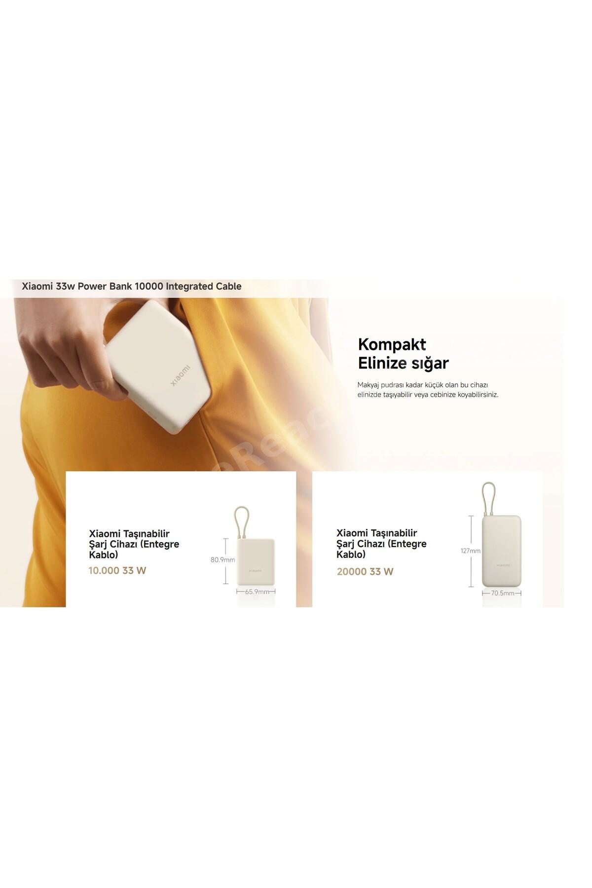 Xiaomi 33W Powerbank 10000Mah Yüksek Hızlı Dahili Kablo Kompakt Tasarım