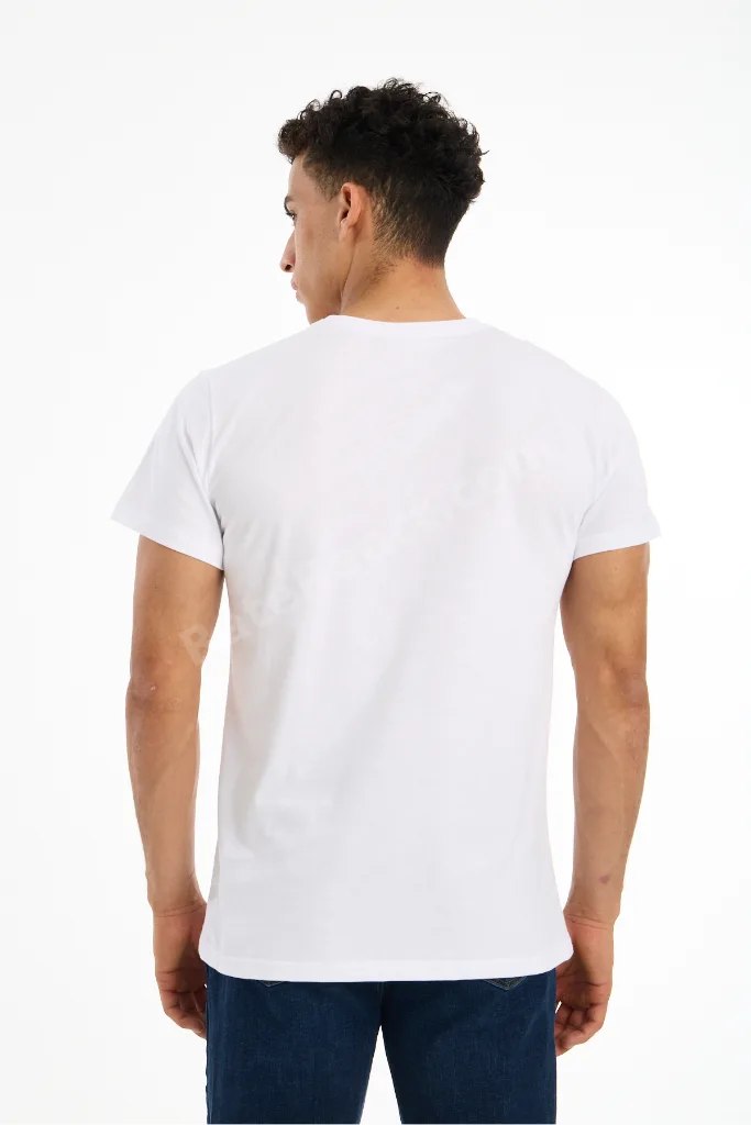 SNÖFLINGA YÜKSEK İSVEÇ KALİTESİ Regular Kesim %100 Pamuk Beyaz Bisiklet Yaka Premium Tişört/T-Shirt