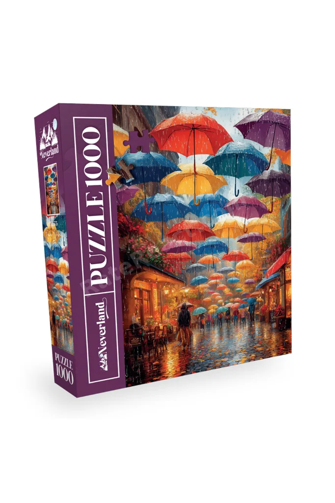 1000 Parça Puzzle - Rainy Umbrella Street (Yağmurlu Şemsiyeli Sokak)