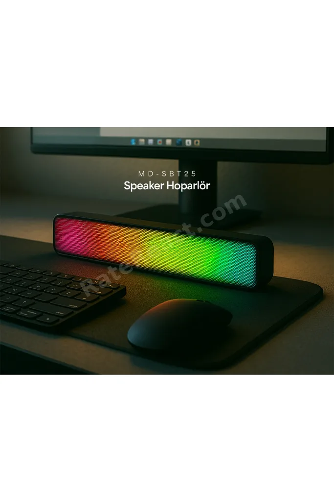 Md-sbt25 Siyah Rgb Oyuncu Speaker Soundbar Sese Duyar 10wmicrosd Taşınır Bluetooth Hoparlör Speaker