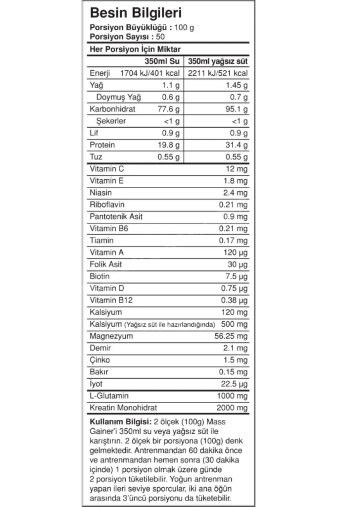 MASS GAİNER Kilo Aldırıcı – 5000 gr – Çilek | Kas Kütlesi & Hacim Artışı İçin Karbonhidrat Tozu