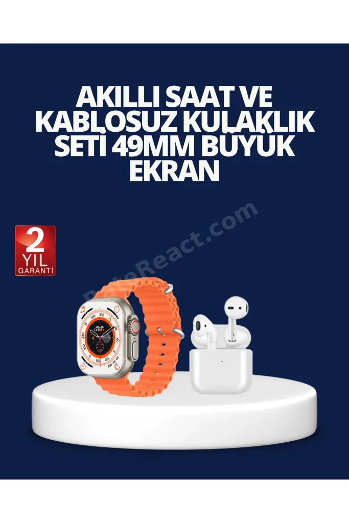 Watch 9 Max Akıllı Saat ve Kablosuz Kulaklık Seti 2 Kordonlu Sesli Görüşme Özellikli