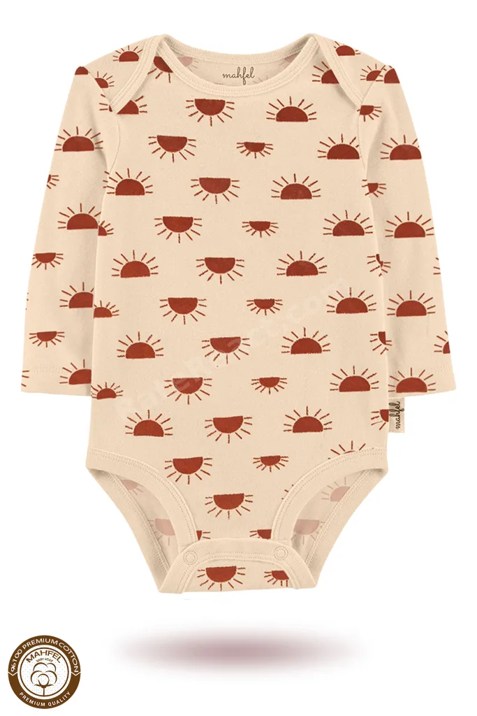 %100 Pamuklu 3'lü Organik Baskılı Çıtçıtlı Bebek Body Zıbın