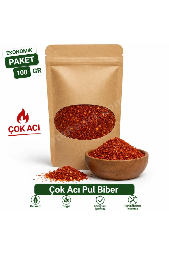 Natvera Çok Acı Pul Biber 100 Gr – Katkısız Doğal Acı Kırmızı Biber
