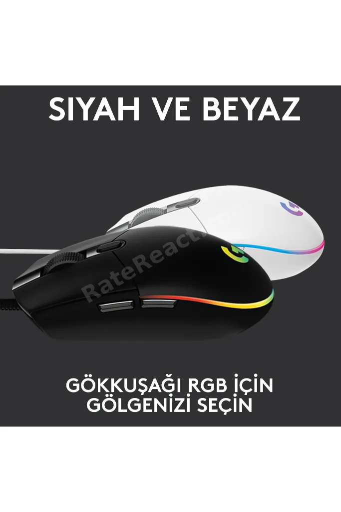 G G102 LIGHTSYNC RGB Aydınlatmalı 8000 DPI Kablolu Oyuncu Mouse, Siyah 910-005823