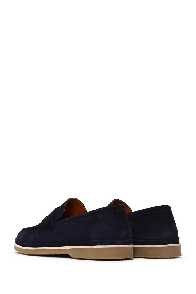 Erkek Lacivert Süet Deri Loafer 26SFD621610