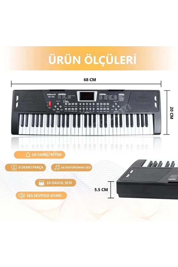 Küçük Müzisyenler İçin Işıklı 61 Tuşlu Elektronik Org Piyano Yeni Öğrenenler Hediyelik