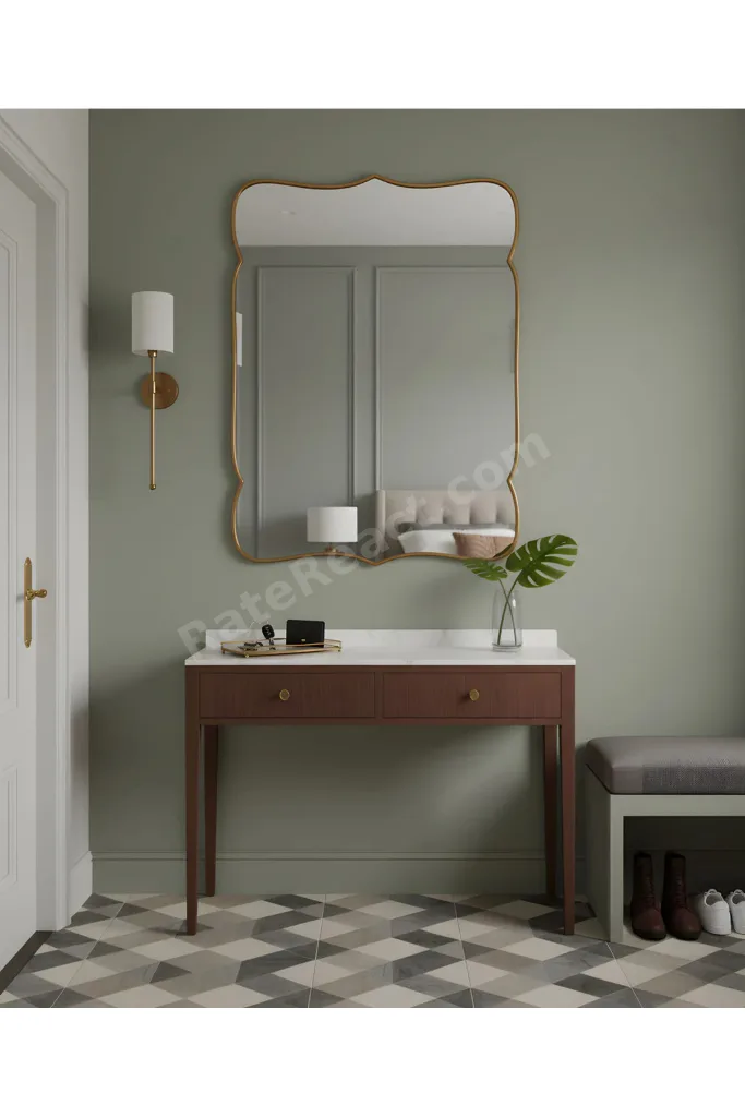 Premium Şık Ahşap Çerçeveli Asimetrik Ayna Ev Dekoru Estetik Duvar Aynası Banyo Aynası