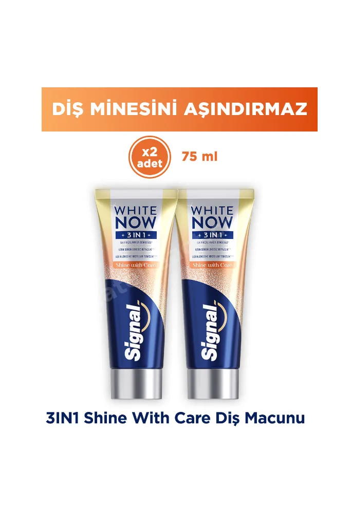 White Now Diş Macunu 3 in 1 Shine With Care 75 ml x2