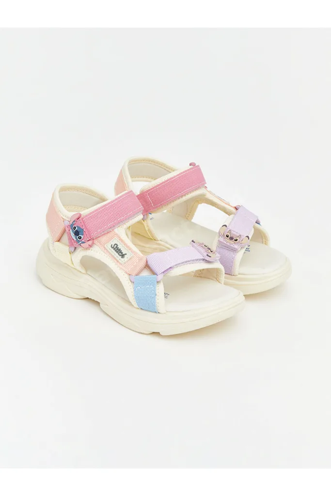 GÜLİS GİYİM'DEN Pembe Lilo ve Stitch Baskılı Kız Bebek Sandalet
