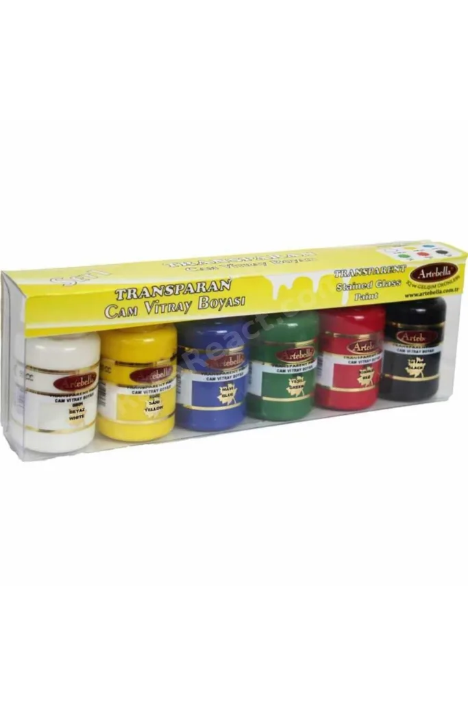 Transparan Cam Vitray Boya Seti 6 Renk X 50ml