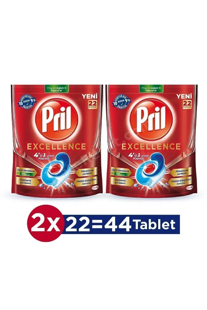 Excellence 4'ü 1 Arada 44 Kapsül (2x22 Paket) - Yoğun Bulaşık Temizliği