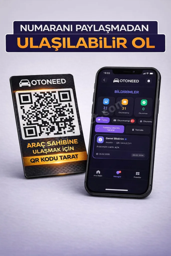 QR Kodlu Araç Bildirim Etiketi Numara Paylaşmadan Araç Sahibiyle İletişim