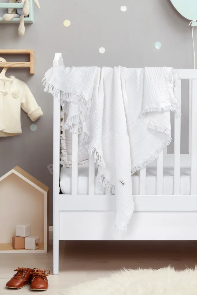 Müslin 4 Katlı Bebek Battaniyesi 110cm X 110cm %100 Doğal Organik Pamuk