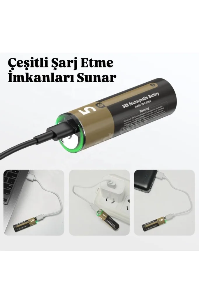 4lü Kalem Pil AA Pil Typc-e Şarj edilebilir Pil Şarjlı Pil 1.5V AA / 3200 mWH