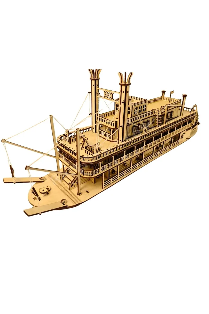 Steam Boat Minyatür Ahşap Maket | Nehir Gemisi | 3D Puzzle DIY Kendin Yap | 713 Parça Hobi Seti