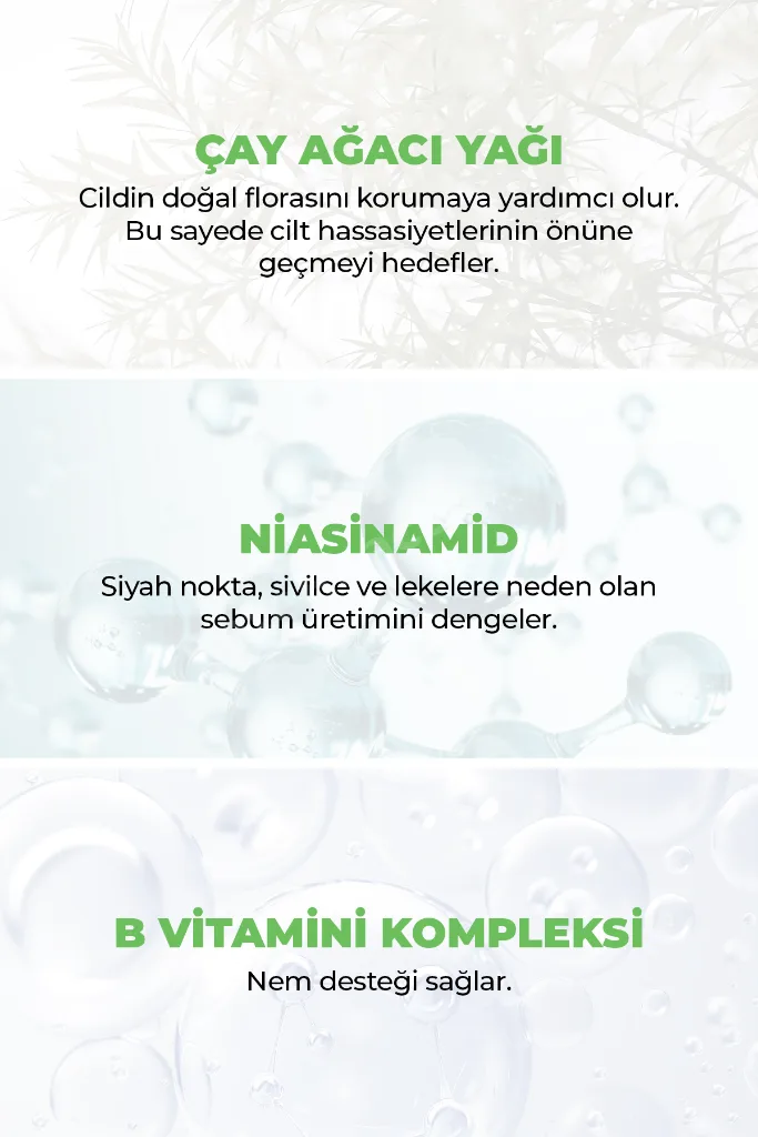 Yoğun Arındırıcı Serum 30 ml (Çay Ağacı Yağı + %5 Niasinamid)