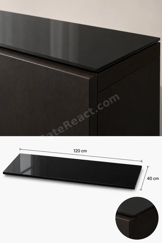 Üst Panel Camı | Siyah Cam | Apex | 120cm x 40cm