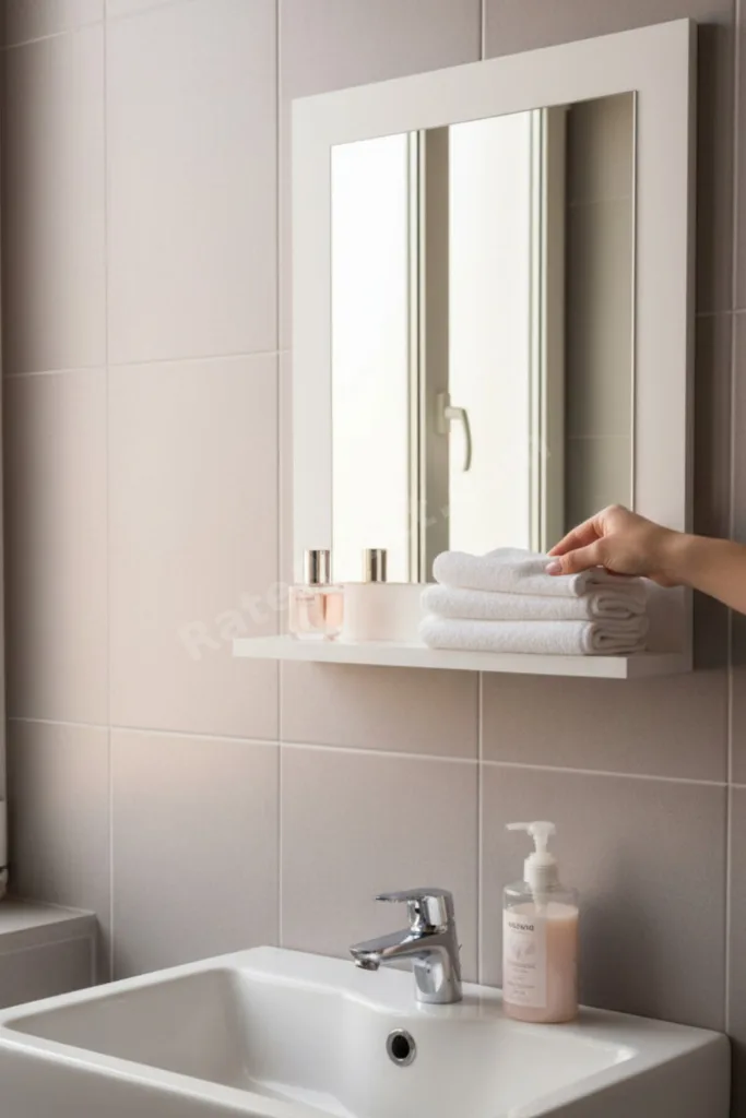 Raflı Banyo Aynası Beyaz , Lavabo, Wc , Dresuar , Koridor , Mutfak , Makyaj 60x45 Beyaz Dik Ayna
