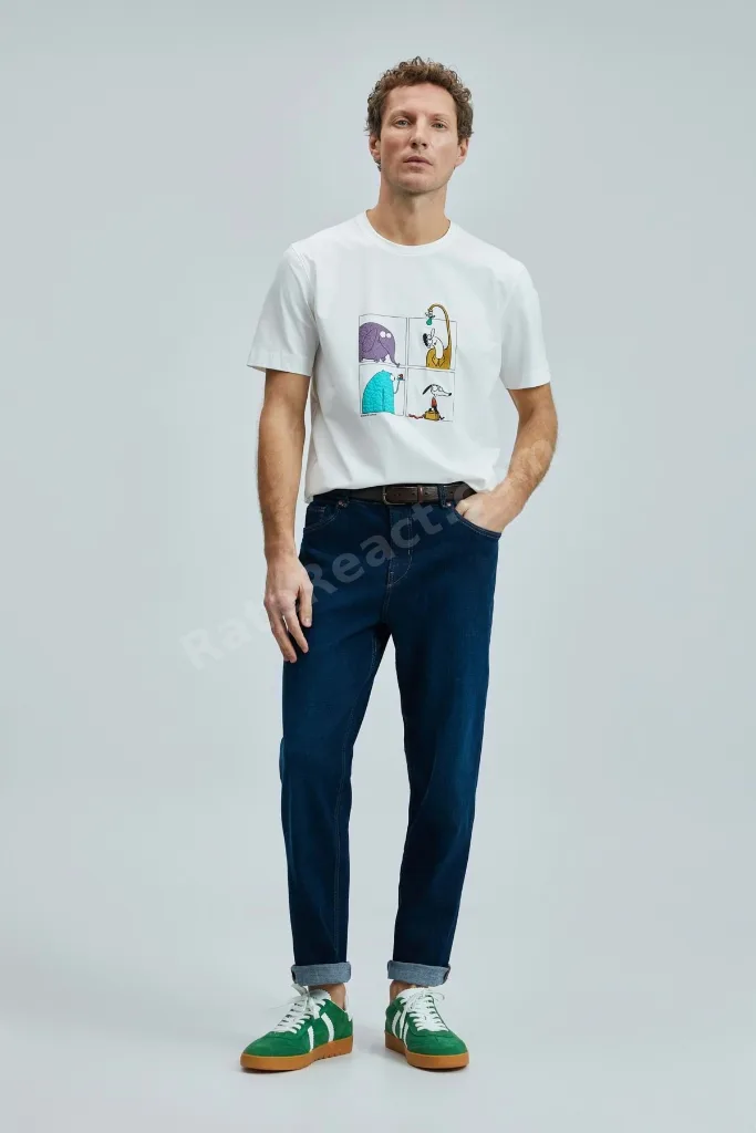 111020254 Funky Modern Grafik Tişort Erkek T-Shirt BEYAZ