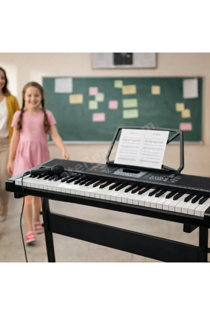 Işıklı 61 Tuşlu Çocuk Piyanosu Mikrofonlu 5 Oktav Org Dijital Keyboard Demo