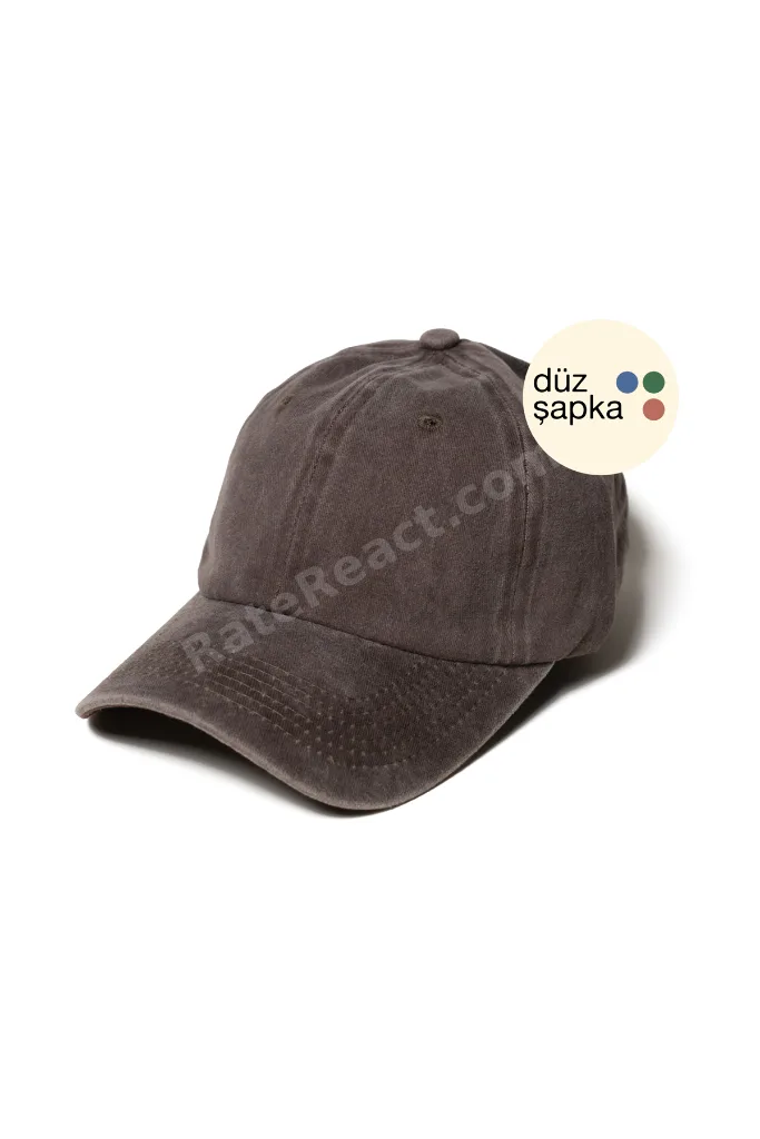 Düz Şapka | Kahverengi Yıkamalı Kep Şapka - Minimalist, Logosuz ve Yazısız