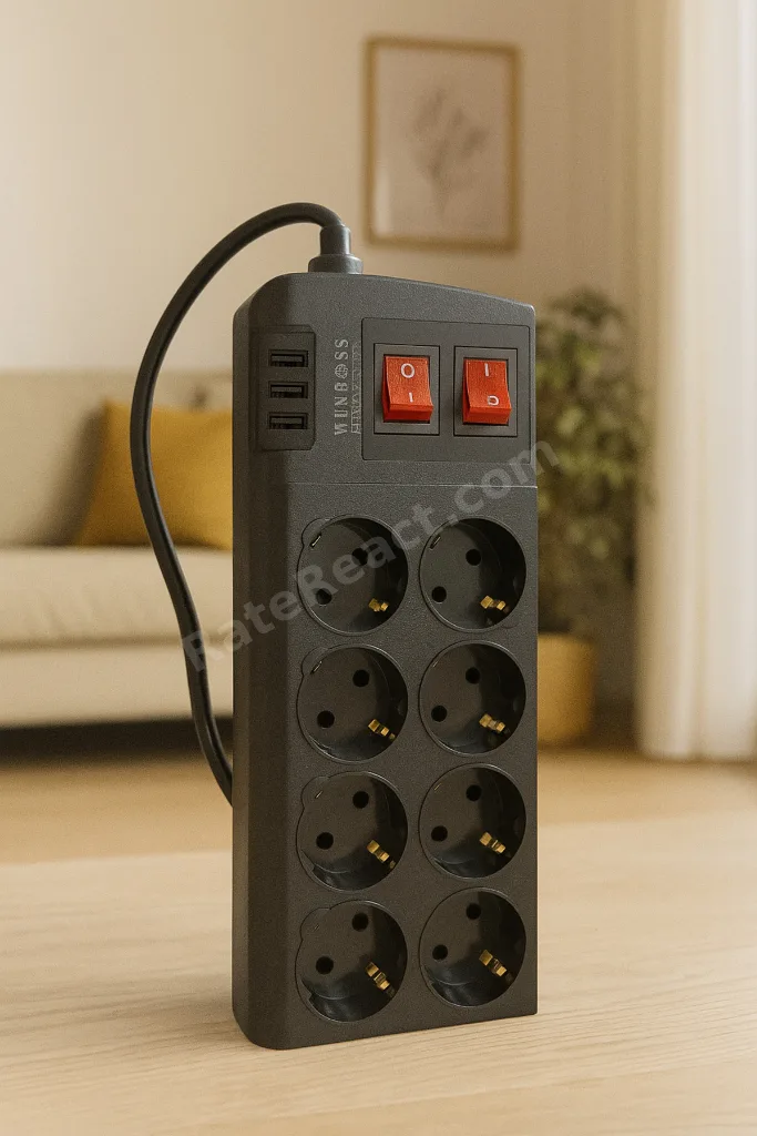 Termal Akım Korumalı Anahtarlı 8li Priz 2mt 8li 3xusb 16A 4000W
