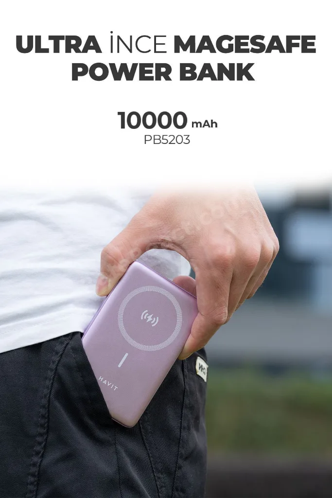PB5203 10.000mAh Magsafe Manyetik Kablosuz Powerbank Ultra İnce 20W, Iphone Uyumlu