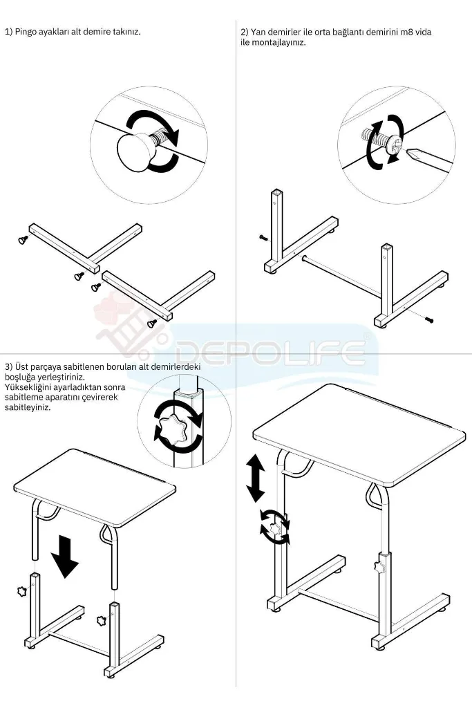 Eğim Yükseklik Ayarlı Laptop Sehpası Kahvaltı Ders Çalışma Bilgisayar Ofis Yemek Masası Metal Ayak