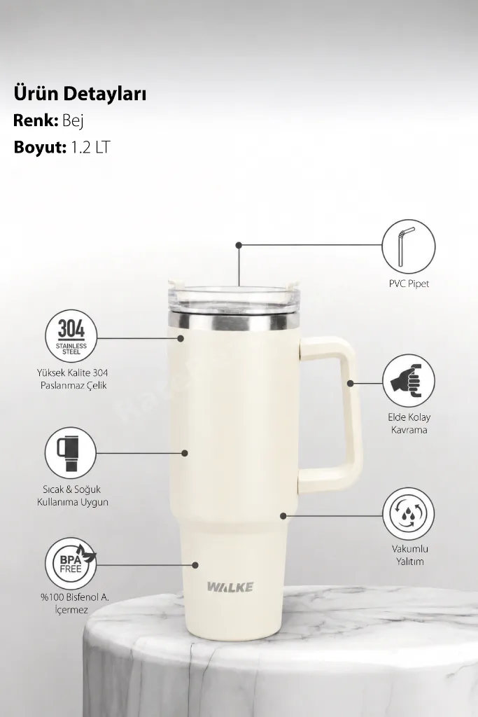 Luxury Pipetli Bardak Termos 1.2 Litre