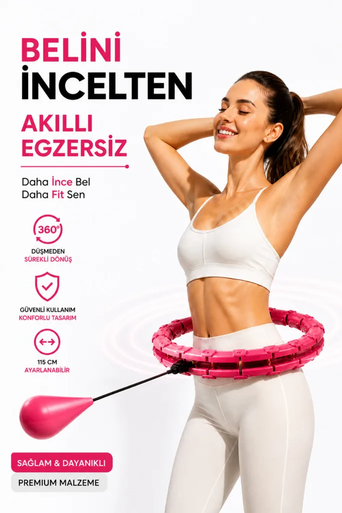 Akıllı Ağırlıklı Hula Hoop 360° Dönen Ayarlanabilir Bel İnceltme Zayıflama Egzersiz Aleti