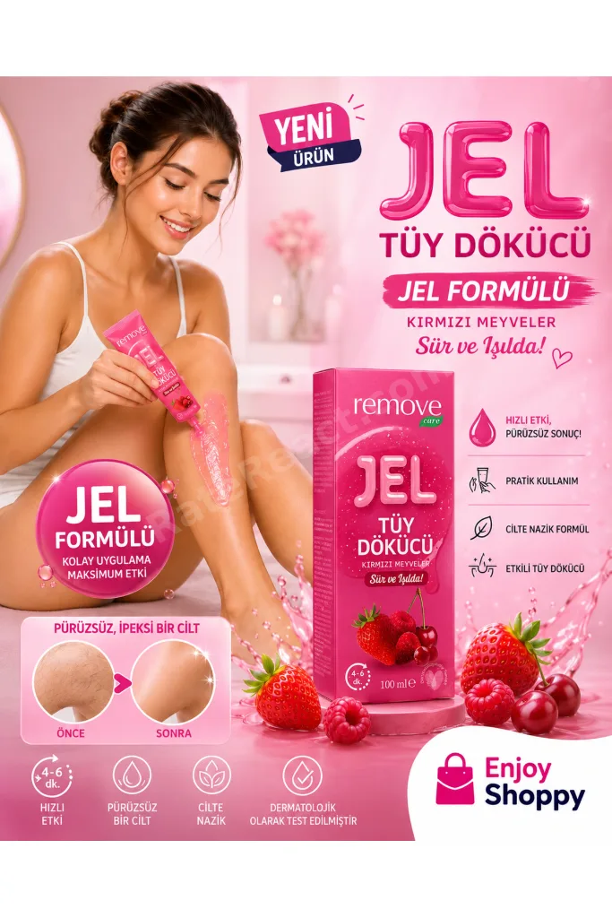 Tüy Dökücü Jel Krem 100 ml Kırmızı Meyveler Kokulu – 4-6 Dakikada Etkili, Hassas ve Pürüzsüz Cilt Bakımı