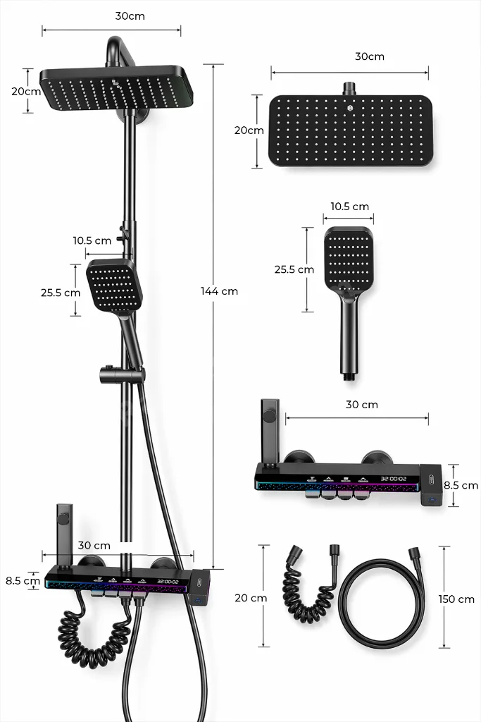 Led Ambiyans Işıklı Termostatik Akıllı Duş Sistemi – RB01