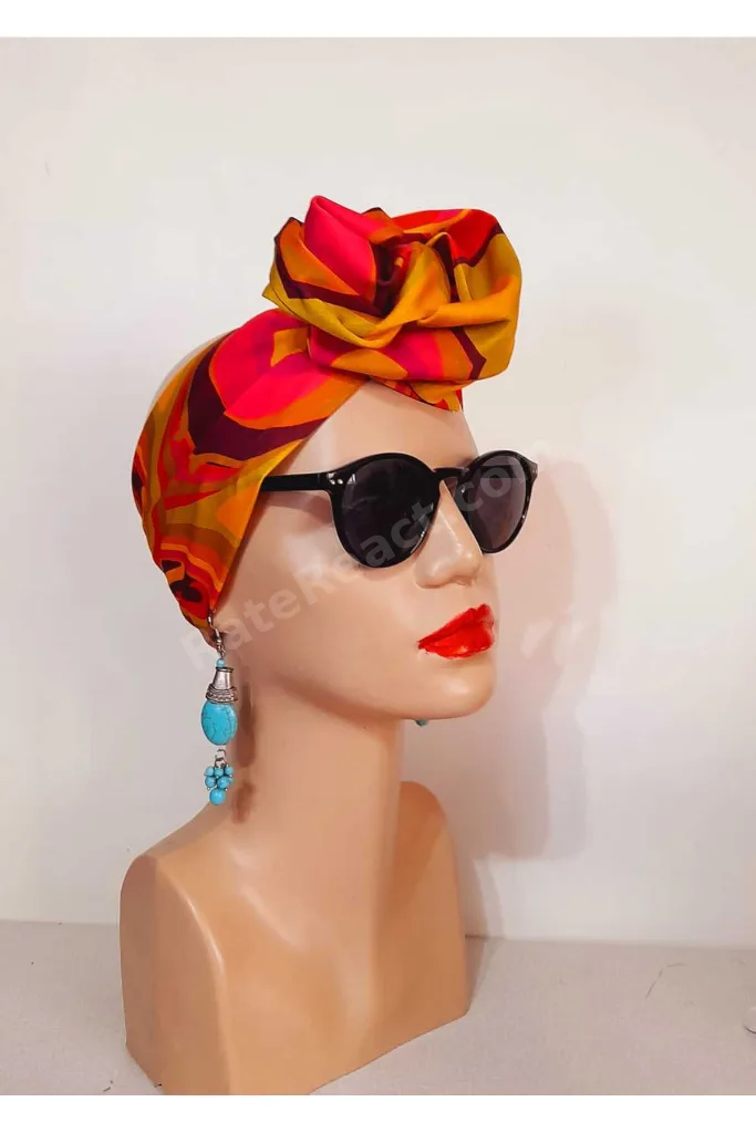 Afrika modeli telli bandana saç aksesuarı kumaş toka