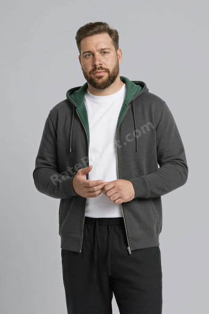 Büyük Beden Kapüşonlu Fermuarlı Sweatshirt H2059AX26SP